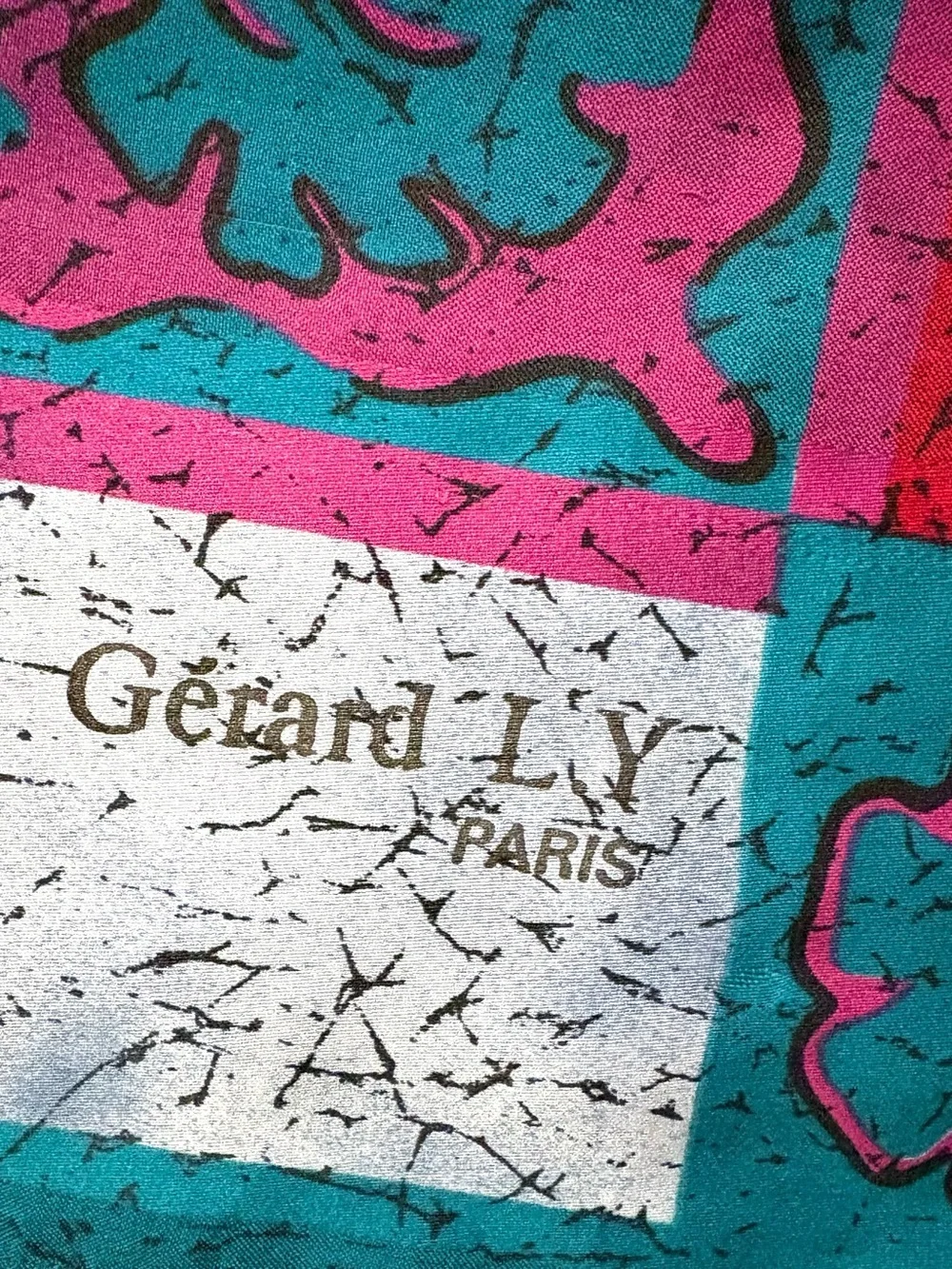 GERARD L.Y. PARIS 100% Silk Scarf, purple and blue